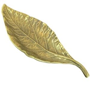 VTG 1940 Virginia Metalcrafters Solid‎ Brass Hydrangea Leaf 6" x 2.5" Dish Tray